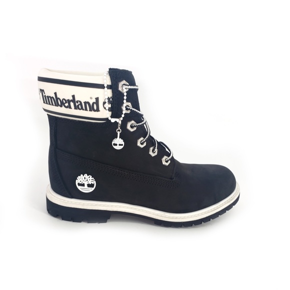 Timberland Shoes - TIMBERLAND 6 INCH LOGO COLLAR WOMENS BLACK BOOTS